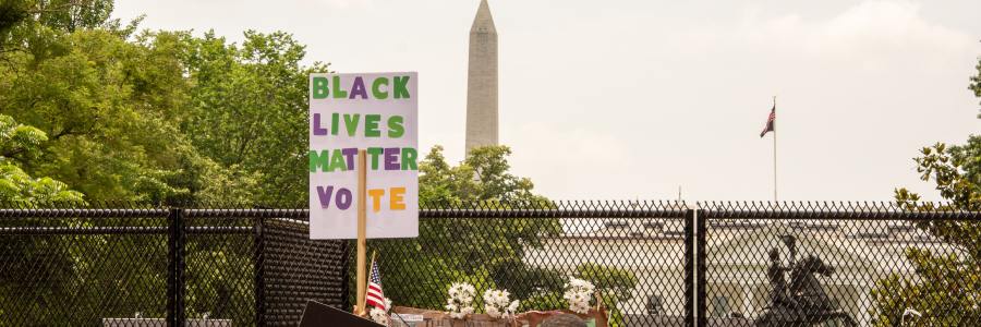 Header Photo: "Black Lives Matter. Vote" Sign at Protest